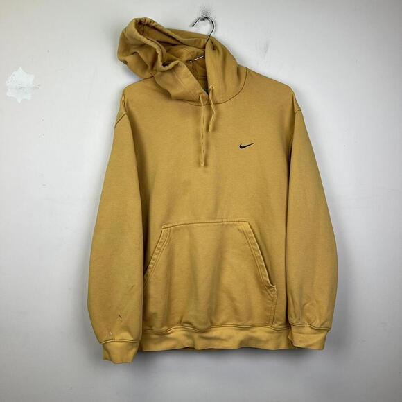 2000s Nike Pullover Hoodie - Yellow Y2K Swoosh Logo Vintage - Picture 1 of 7